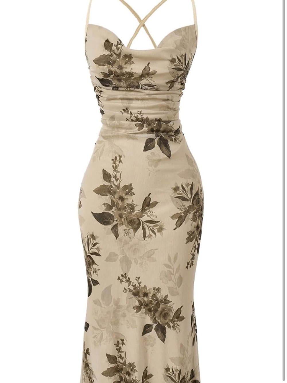 Floral Mesh BodyCon Dress with Cowel neck